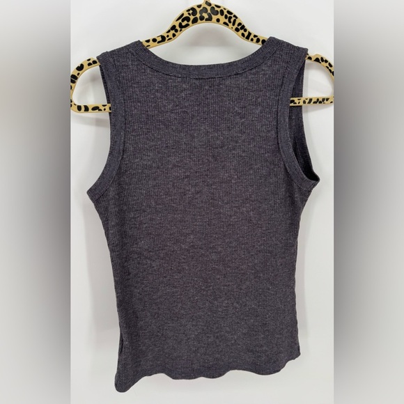 Sunbs Women's Dark Gray Ribbed Button Front Tank Top - Picture 2 of 8